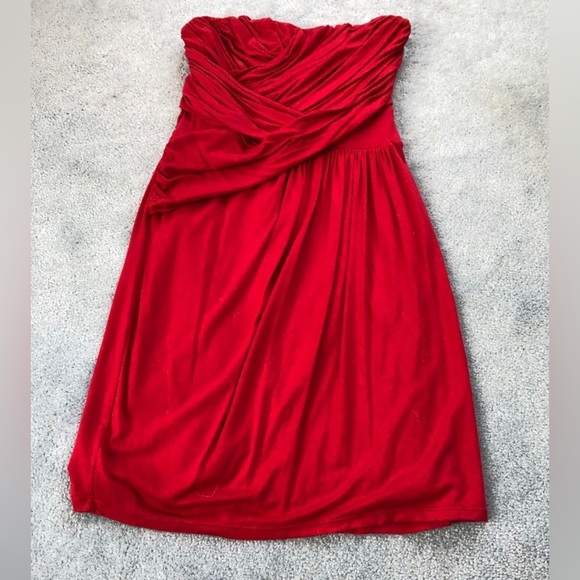 Express Strapless Red Dress Jersey cotton material- Size Small - Picture 2 of 8